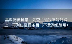 黑料网像排错：先查主语是不是对得上，再列出证据条目（不费劲但管用）